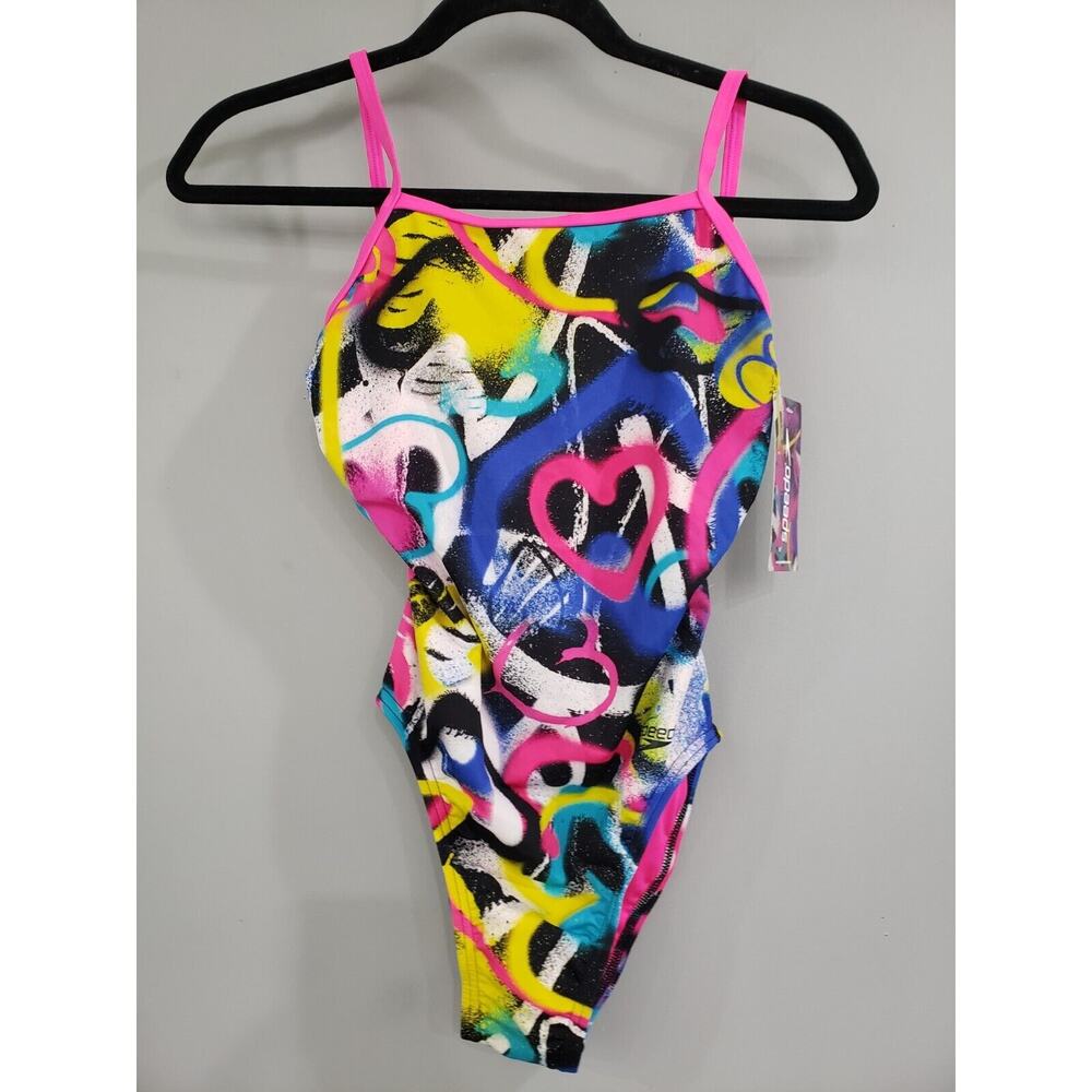 NEW Speedo Women's Olympic Edition Double‎ X Back One Piece Swimsuit Size 30